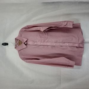 ROUNDTREE & YORKE Gold Label Red White 80's Non-Iron Pinpoint 100% Cotton Shirt